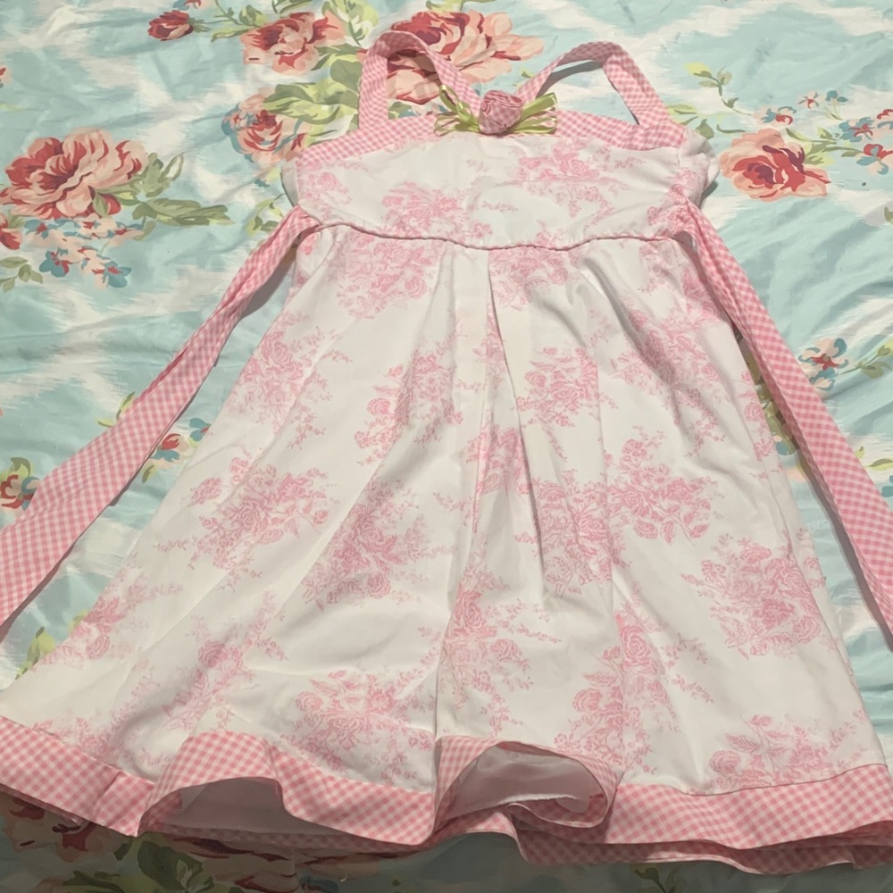 Rare Editions Pink and White Floral Kids Formal Dress